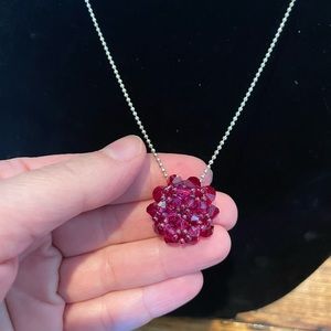 Set of two 3-D crystal Necklaces heart & flower